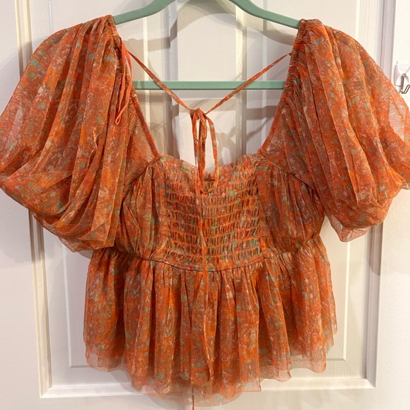 NWT Free People Orange Tulle Top - Picture 6 of 6